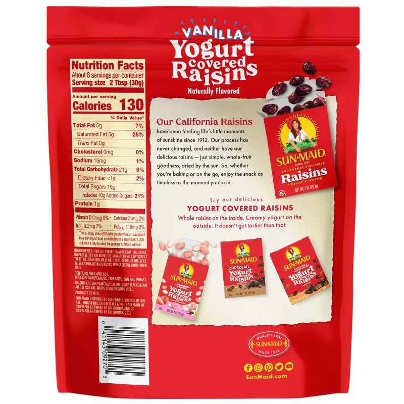 Sun-Maid Vanilla Yogurt Covered Raisins Resealable Bag - 8oz, 3 of 10
