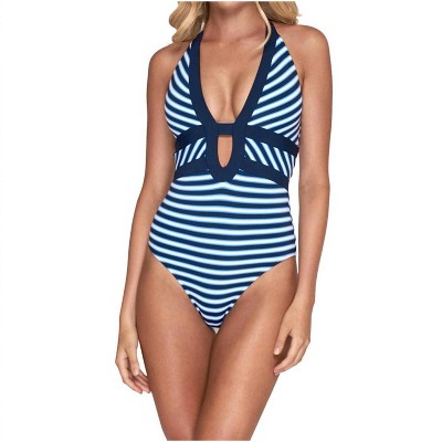 Women's Plunge V-Neck One Piece Swimsuit - Jets By Jessika Allen