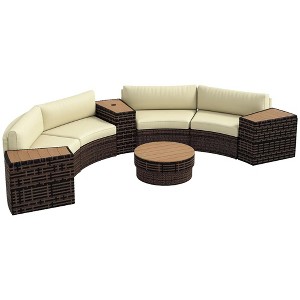 Resenkos 8 Pieces Patio Furniture Set, Outdoor Sectional Furniture, PE Rattan, Mixed-Brown - 1 of 4