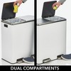 mDesign Metal Steel 60-Liter Large Dual Compartment Step Trash Can - White - 4 of 4