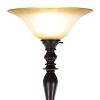 Traditional Polystone Torchiere Brown - Olivia & May: Indoor Metal Floor Lamp with Glass Shade - 3 of 4