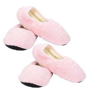 Crescent Sock Company 720073 Sorbet Berry Pink Fluffy Polyester Blend Women's Slipper Sock for Warmth and Lounging at Home Pack of 2, Large - 1 of 1
