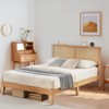 coucheta Solid Wood Full Bed Frame with Natural Rattan Headboard, Platform Bed Frame Full Size with LED Lights, Mattress Foundation - 3 of 4