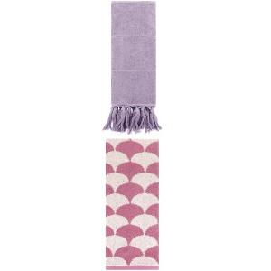REGALWOVEN 2 Packs Cotton Geometric and Solid Absorbent Soft Hand Towel for Bathroom Kitchen - 1 of 4