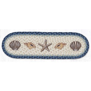 Earth Rugs Beach-Inspired Shells Oval Stair Tread – 27"x8.25" Natural Jute - 1 of 3