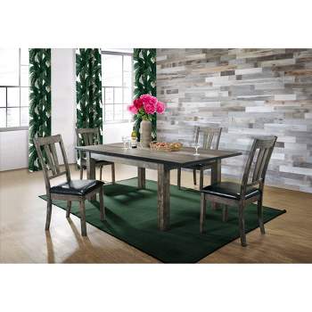 5pc Grayson Extendable Dining Table with Padded Seats Gray Oak - Picket House Furnishings