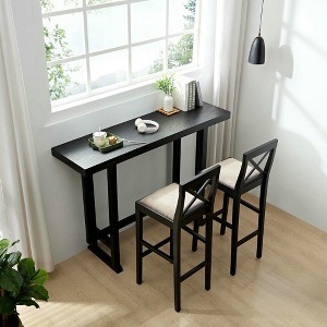 Resenkos Counter Bar Stools, Counter Stool,Bar Chair Counter Height Stool with Backrest, Padded Seat & Footrest,Black - 1 of 4