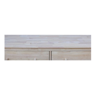 Coastal Unfinished Solid Wood 6-Drawer Dresser in Brown