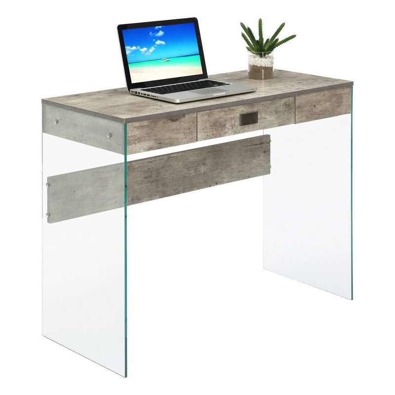 36" Breighton Home Uptown Glass Desk with Drawer, 4 of 10