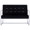 vidaXL Sofa Loveseat with Armrests for Living Room Office Steel and Fabric - Black - 2 of 4