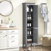 Costway 63” Tall Bathroom Cabinet with 2 Louvered Doors & Adjustable Shelf, Elevated Legs Gray/Black/White/Brown - 2 of 4