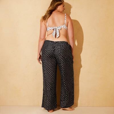 Shade & Shore Women's Polka Dot High Waist Wide Leg Swim Cover Up Pants - Shade & Shore™ Black L — фото 5