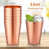 Itopfox 12-Pack Aluminum Drink Cups with Hammered Finish, 14oz Copper Tumblers for Iced Coffee, Wine & Cocktails, Stackable Metal Glasses - 2 of 4