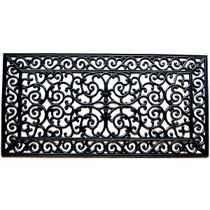 HomeRoots 24" X 48" Black Rubber Outdoor Door Mat - 1 of 4