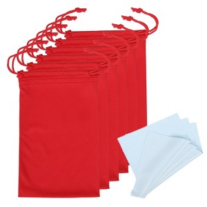 Unique Bargains Protective Storage Pouch Draw String with Cleaning Cloths 6 Pcs 11" x 7" - 1 of 4