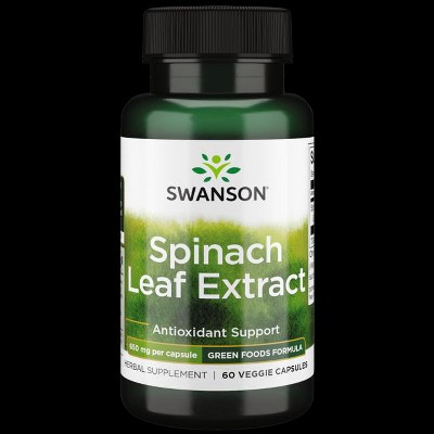 Swanson Dietary Supplements Spinach Leaf Extract 650 mg 60 Veg Caps.