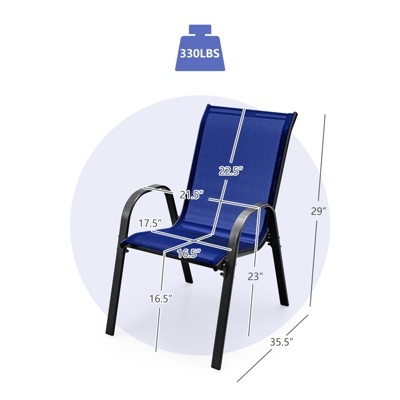 Navy Stackable Outdoor Dining Chairs with Armrests, Set of 4