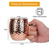 NewHome "4Pcs 18oz Moscow Mule Mugs Copper Plated with Hammered Design, Stainless Steel Lining & Straws for Cold Drinks" Rose Gold - 4 of 4