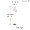 360 Lighting Traditional Swing Arm Floor Lamp 70" Tall Antique Brass White Fabric Bell Shade for Living Room Reading Bedroom Office - 2 of 4