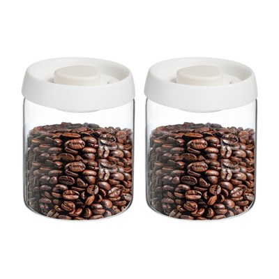 Unique Bargains Glass Airtight Vacuum Seal Coffee Bean Container 30oz