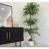 homfan Ficus Tree Artificial,4FT Artificial Plants Indoor in Sturdy White Pot,Indoor Faux Tree for Home Office Decor - 2 of 4