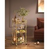 VASAGLE Bar Cart, Home Bar Serving Cart, Small Bar Cart with 3-Tier Shelf, Wine Holders, Glass Holders, Mini Bar Cart Kitchen, Pale Gold - 2 of 4