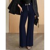 Women's Suit Pants High Waist Straight Leg Trousers with Metal Belt Business Casual Office Work - 3 of 4