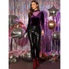 INSPIRE CHIC Women's Casual Velvet Long Sleeve Choker Neck Heart Dots Mesh Panel Top - 2 of 4