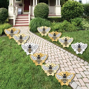 Big Dot of Happiness Little Bumblebee - Lawn Decorations - Outdoor Bee Baby Shower or Birthday Party Yard Decorations - 10 Piece - 1 of 4