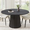 PexFix 52" Wood Round Dining Table Kitchen Table for 4-6 with Arc-Shaped Edge Top & Fluted Tapered Base for Living/Dining Room Coffee Office Black - 2 of 4