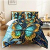Boersma 3pcs Butterfly Bedding Set, Blue and Green Butterfly Decor for Bedroom, Dormitory, and Guest Room, Dreamy Butterfly Comforter - 3 of 4