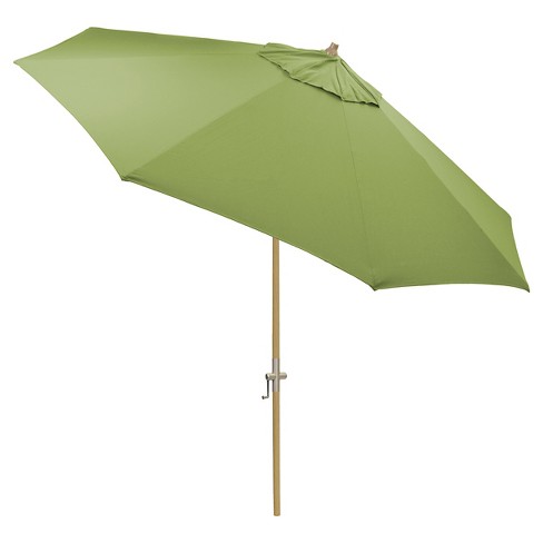 8 9 X 8 9 Round Sunbrella Umbrella Spectrum Cilantro Light Wood Finish Smith Hawken Target