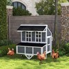 PawHut 43" Chicken Coop with Wheels, Mobile Chicken House, Wooden Chicken Tractor with Nesting Box, Windows, Pull-out Tray, Perches, for 2-4 Hens - 2 of 4