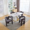 MAYEERTY Modern Soft Chenille Accent Chair - Open Back 3-Leg Barrel - Comfy Dining Set of 2 (Beige) - 4 of 4
