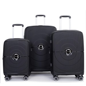 NAYSAYE Luggage Sets 3Piece Set Expandable Hardshell Suitcase with Double Spinner Wheels TSA Lock for Travel, Black, 19.29"*12"*29.13" - 1 of 4