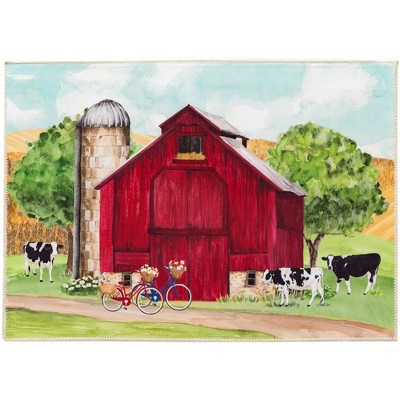 Olivia’s Home Red Country Barn Doormat – 22" x 32" Rustic Farmhouse Coir Entry Rug with Classic Red Barn Design