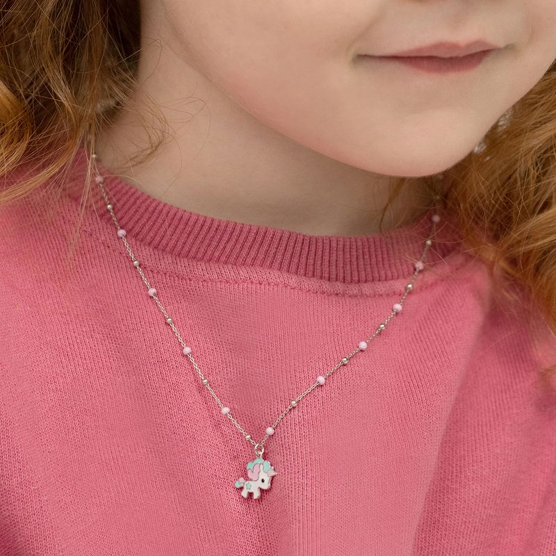Girls' Pastel Enamel Unicorn Sterling Silver Necklace - In Season Jewelry, 3 of 5