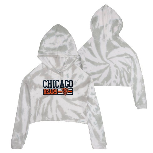 Nfl Chicago Bears Girls' Gray Tie-dye Crop Hooded Sweatshirt - L : Target