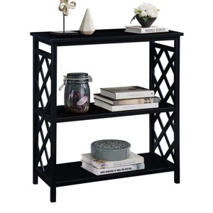 SEVOBAL Decorative Bookshelf 3 Tier Console Table with Storage Shelves Solid Wood Legs for Living Room Bedroom, Black, 31.5"*14"*36" - 1 of 4