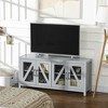 TV Cabinet Stand for TVs up to 58" with Adjustable Shelves, 4 Glass Doors, and 4 Cable Holes, Entertainment Center for Living Room - 2 of 4