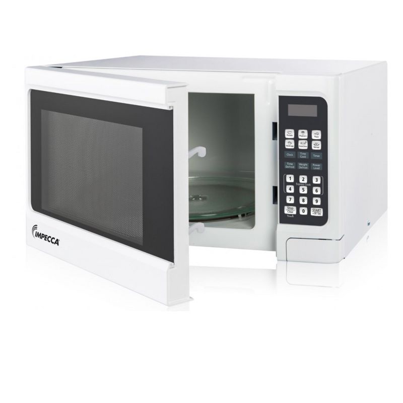 Impecca 1.1 Cu Ft Countertop Microwave Oven, 1000W w/ 10 Power Levels and LED Digital Display, White, 2 of 4