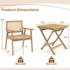Costway 3 Pieces Patio Table Chair Set Wood Bistro Set with Natural Rattan Seat & Indonesia Teak Wood Frame - 3 of 4