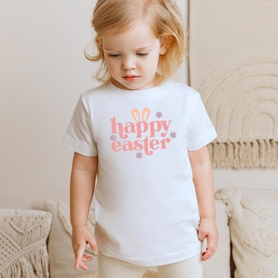 The Juniper Shop Happy Easter With Ears Toddler Short Sleeve Tee