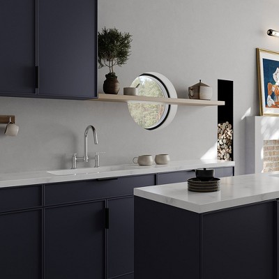 Polished Chrome Double-Handle Bridge Kitchen Faucet with 360 Swivel Spout
