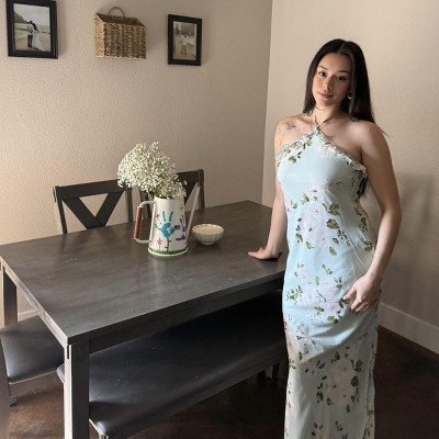 Women's Ruffle Maxi Empire Waist Dress - Wild Fable Green Floral L