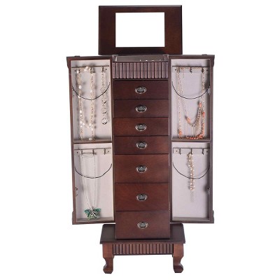 Tangkula Jewelry Cabinet Armoire Cambered Front Storage Chest Stand Organizer