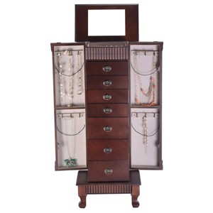 Tangkula Jewelry Cabinet Armoire Cambered Front Storage Chest Stand Organizer - 1 of 4