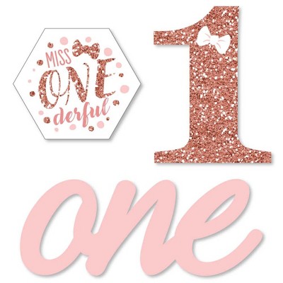 Big Dot of Happiness 1st Birthday Little Miss Onederful - DIY Shaped Girl First Birthday Party Cut-Outs - 24 Count