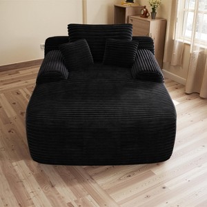 TIRAMISUBEST Oversized Cloud Chaise Lounge Chair - Plush Sleeper Sofa Bed, Deep Seat Upholstered in Black Corduroy for Living Room - 1 of 4