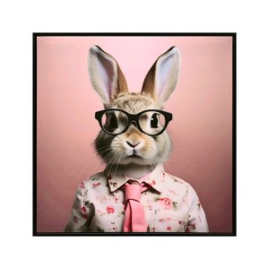 Gulches Stretched Canvas Print - Whimsical Rabbit in Blush Pink Suit for Nursery and Bedroom Wall Decoration - 1 of 4